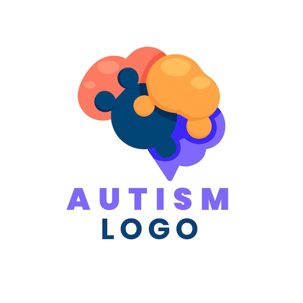 Vetor grátis logo de autismo de design plano desenhado à mão