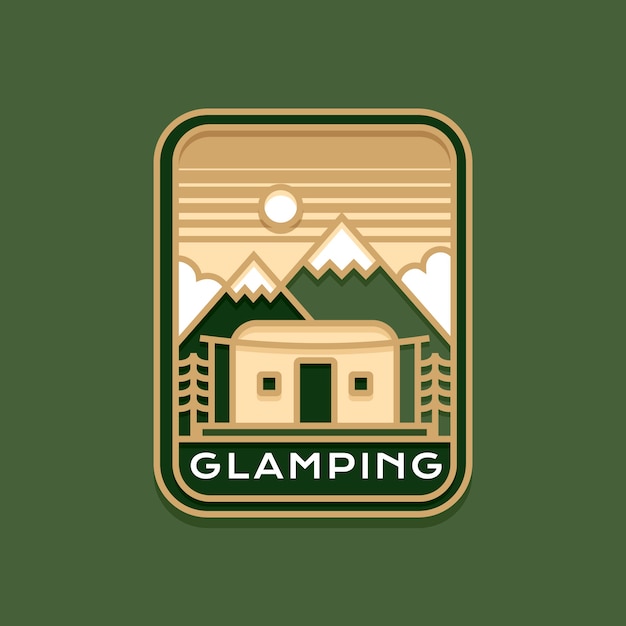 Logo de glamping de design plano