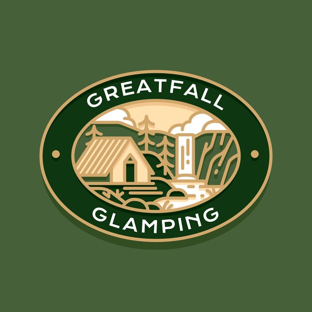 Logo de glamping de design plano