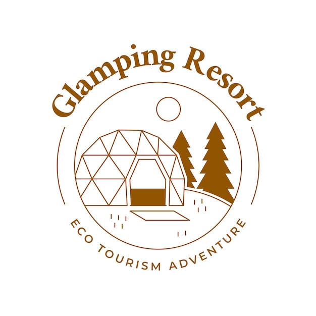 Logo de glamping de design plano