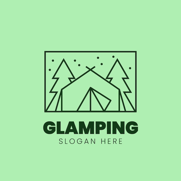 Logo de glamping de design plano