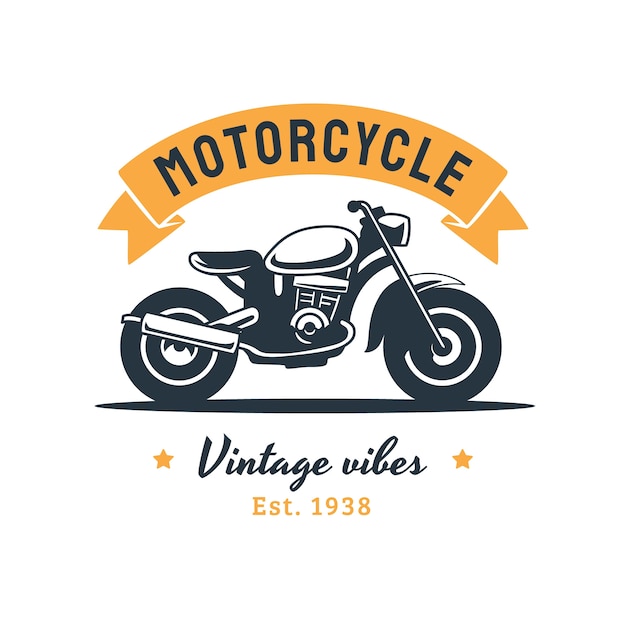 Vetor grátis logo de moto plana vintage
