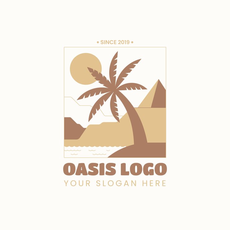 Vetor grátis logo de oásis de design plano