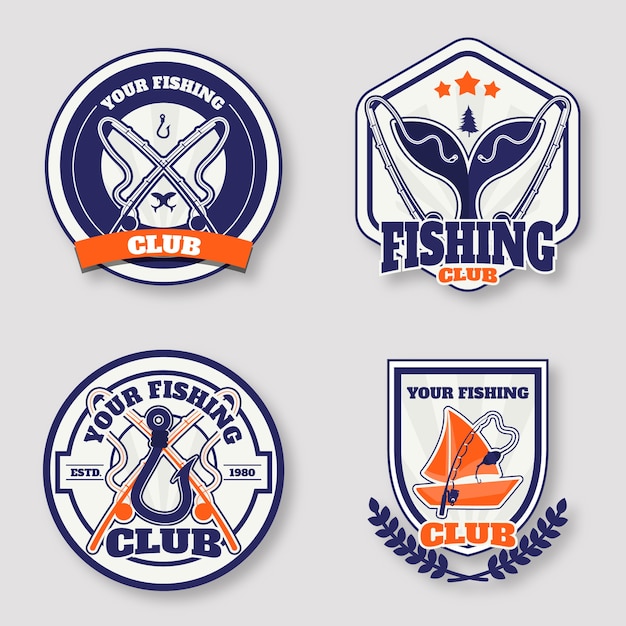 Vetor grátis logo de pesca de design plano desenhado à mão