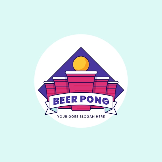 Vetor grátis logo de pong de cerveja desenhado à mão