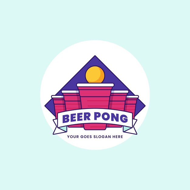 Logo de pong de cerveja desenhado à mão