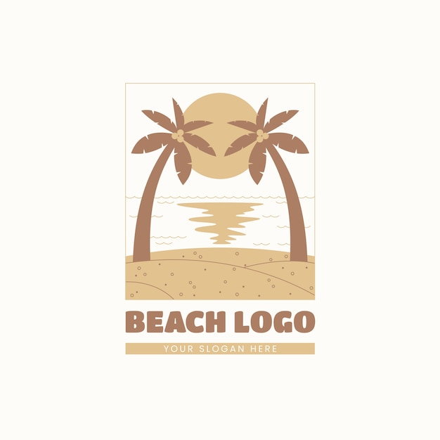 Logo de praia de design plano