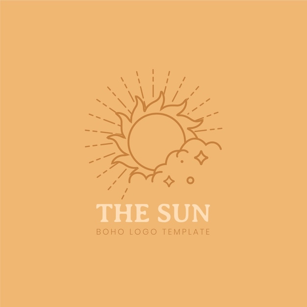 Logo de sol boho desenhado à mão