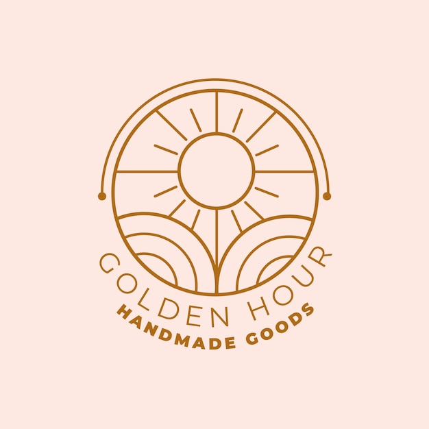 Logo de sol boho design plano