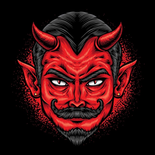 Logo de vetor de cara de diabo vermelho