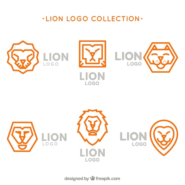 Vetor grátis logos do leão, cor laranja