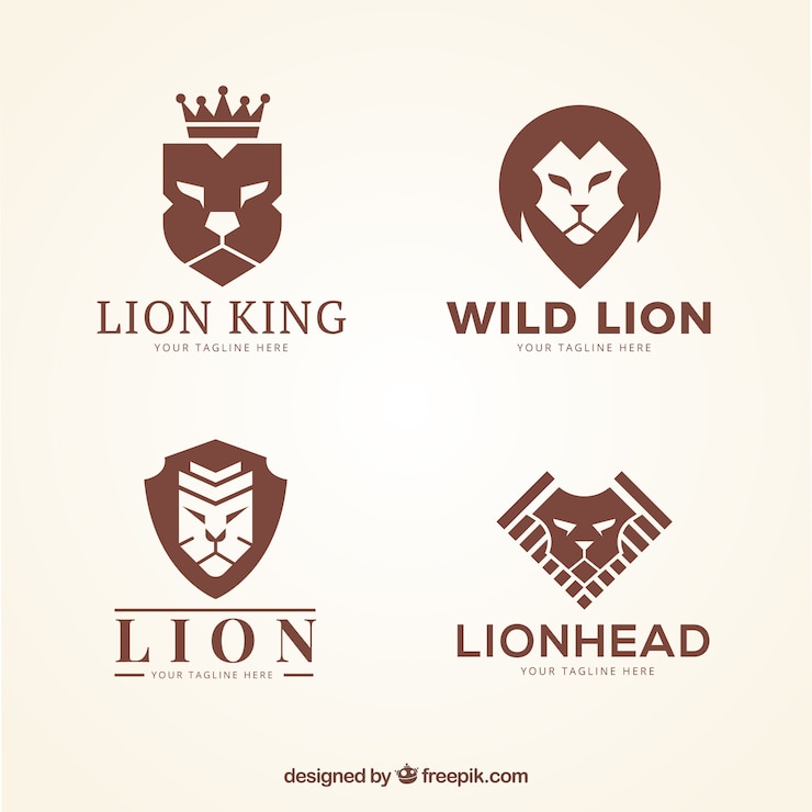 Vetor grátis logos do leão, cor marrom