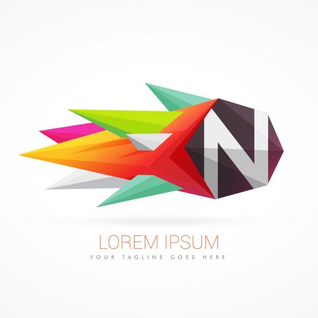 Vetor grátis logotipo abstrato colorido com a letra n