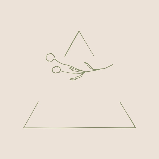 Logotipo botânico, vetor de elemento de design de adesivo de moldura triangular