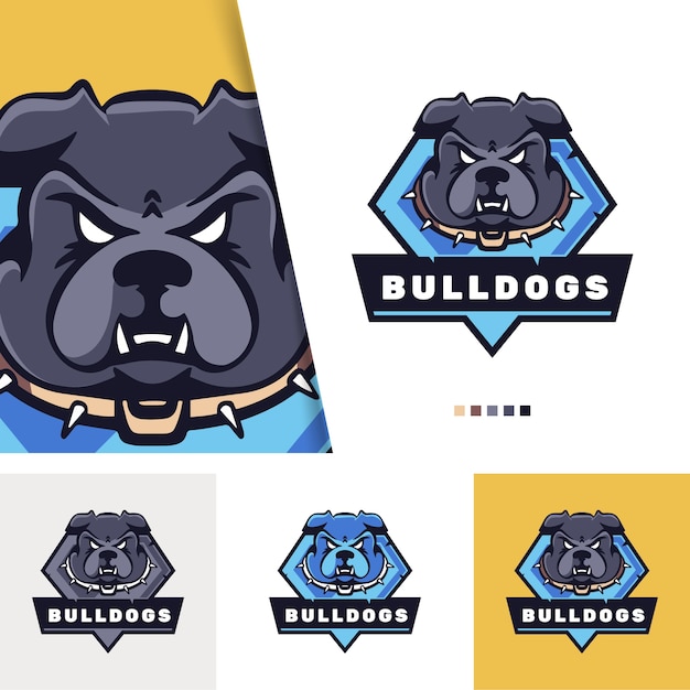 Vetor grátis logotipo bulldog desenhado a mão