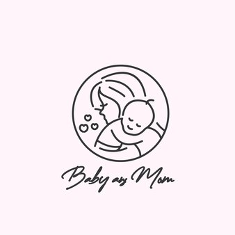 Logotipo clássico monoline feminino e logotipo vintage bebê para a marca