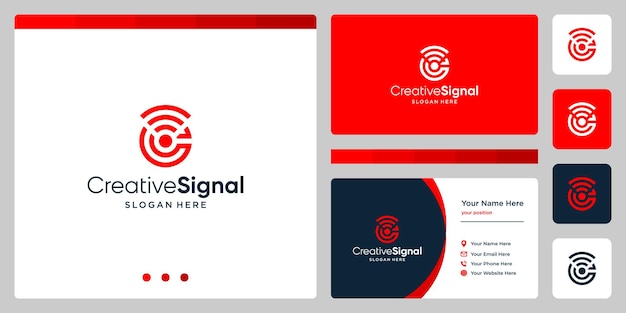 Logotipo criativo da letra c inicial com logotipo de sinal wi-fi. modelo de design de cartão de visita