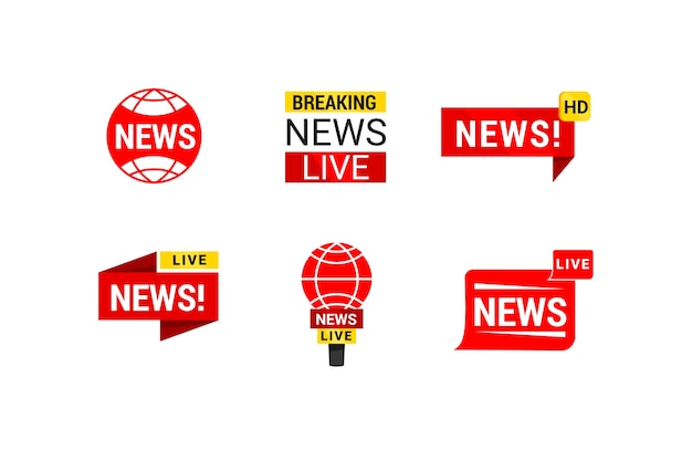 Vetor grátis logotipo da empresa de negócios de notícias vermelho e amarelo