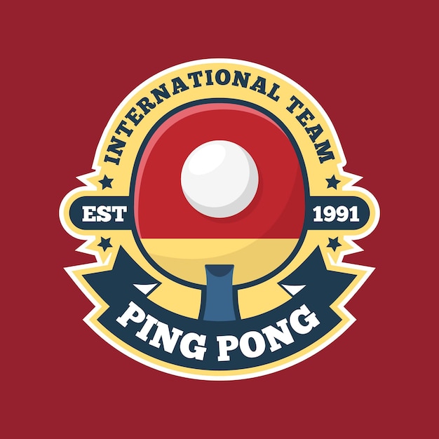 Vetor grátis logotipo da equipe internacional de pink pong em tons de vermelho