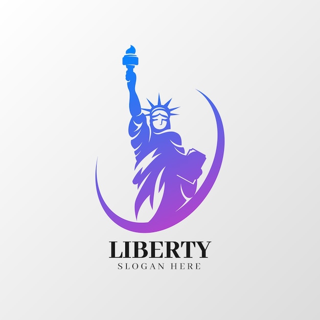 Vetor grátis logotipo da estátua da liberdade em gradiente