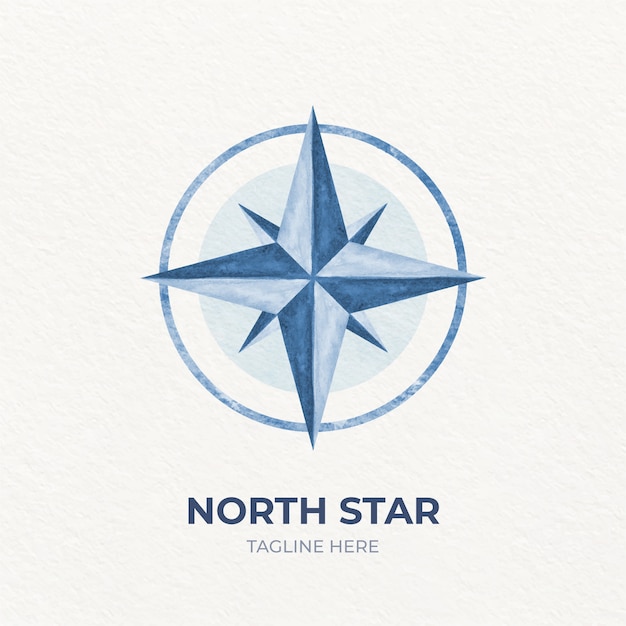 Logotipo da estrela do norte em aquarela