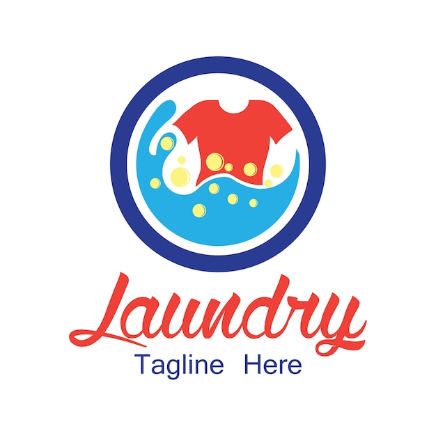 Vetor grátis logotipo da lavanderia com espaço de texto para o seu slogan