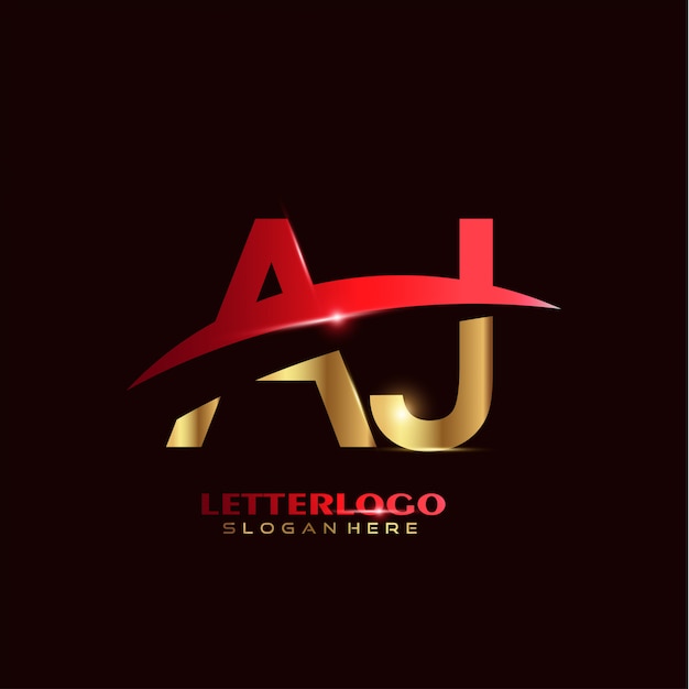 Logotipo da letra inicial aj com design swoosh para o logotipo da empresa e do negócio.