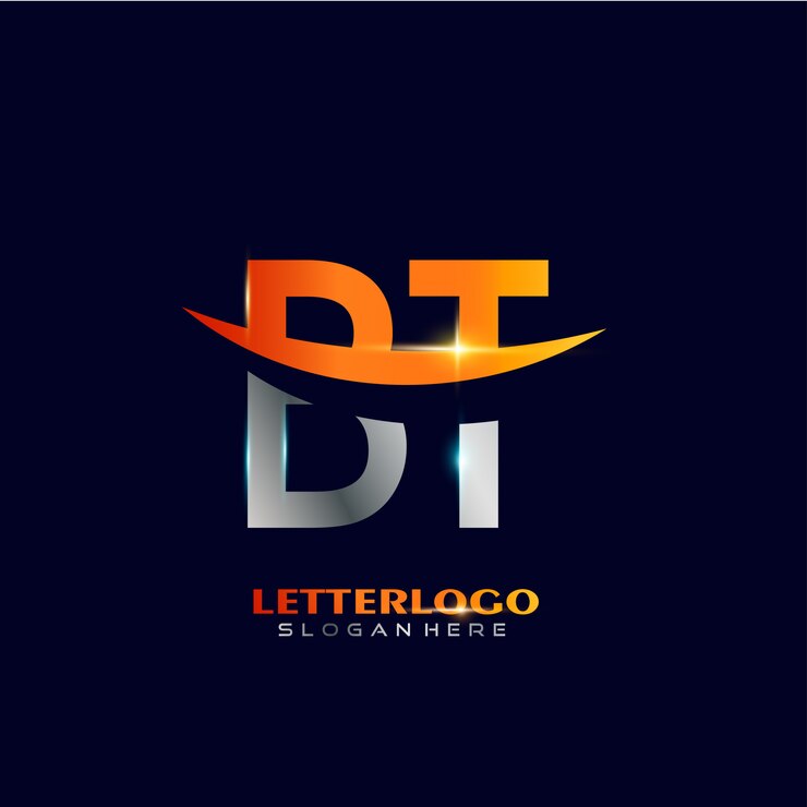 Vetor grátis logotipo da letra inicial bt com design swoosh para o logotipo da empresa e do negócio.