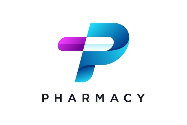 Logotipo da letra p com conceito de pílula