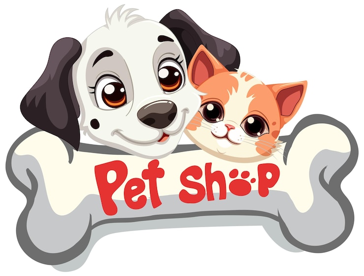 Vetor grátis logotipo da loja de animais com cão e gato
