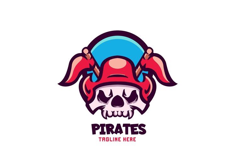 Vetor grátis logotipo da mascote do crânio dos piratas