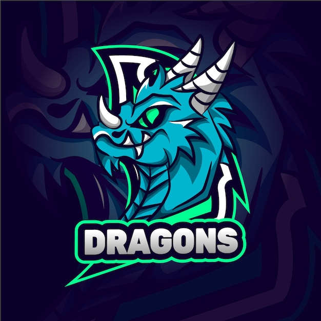 Vetor grátis logotipo da mascote dragão selvagem