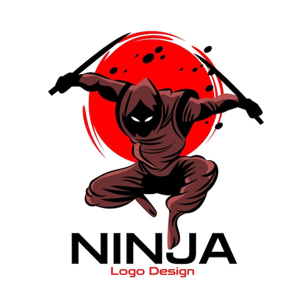 Vetor grátis logotipo da ninja com detalhes diferentes