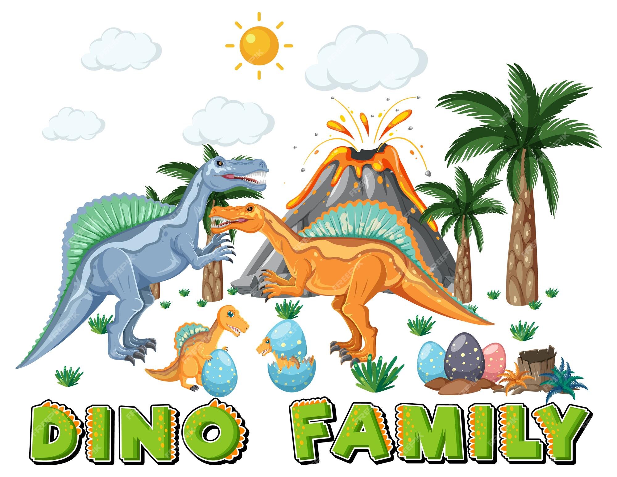 Família De Desenhos Animados De Dinossauros PNG , Adesivos De Dinossauro De  Desenho Animado, Ilustração, Desenho Animado Imagem PNG e PSD Para Download  Gratuito