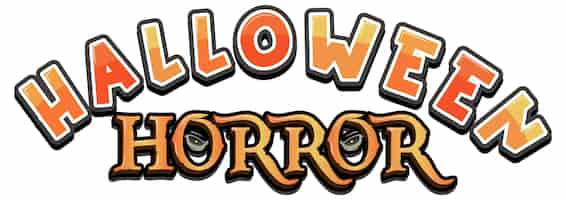 Vetor grátis logotipo da palavra de terror do dia das bruxas
