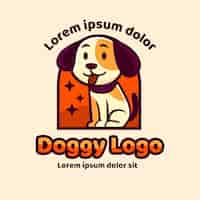 Vetor grátis logotipo de animal de cachorro desenhado à mão