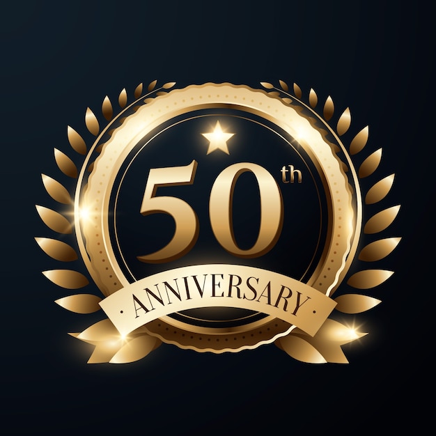 Vetor grátis logotipo de aniversário de 50 anos realista