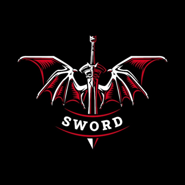 Logotipo de asas de espada de design plano