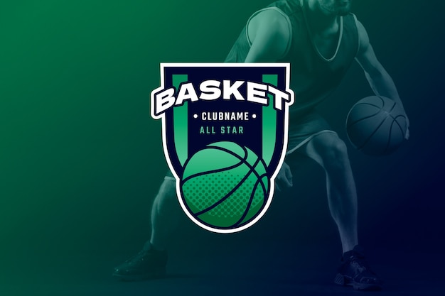 Vetor grátis logotipo de basquete de design plano