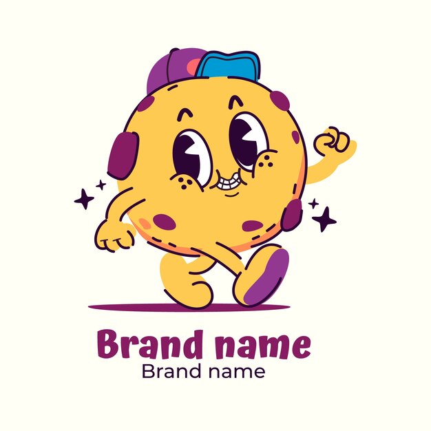 Logotipo de biscoito sorridente desenhado à mão