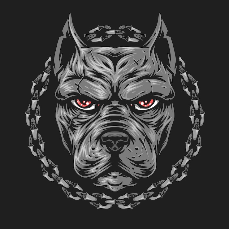 Vetor grátis logotipo de cabeça de cão com cadeia