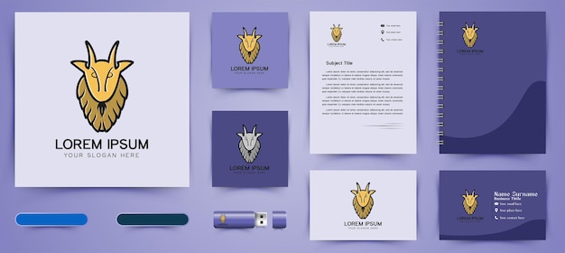 Logotipo de cabra e modelo de marca comercial inspiração de designs isolados no fundo branco