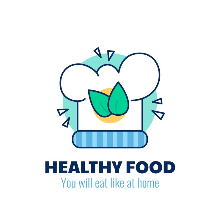 Vetor grátis logotipo de comida saudável de mão desenhada