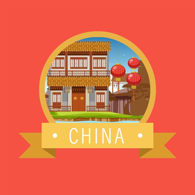 Vetor grátis logotipo de construção de casas icônicas de arquitetura chinesa