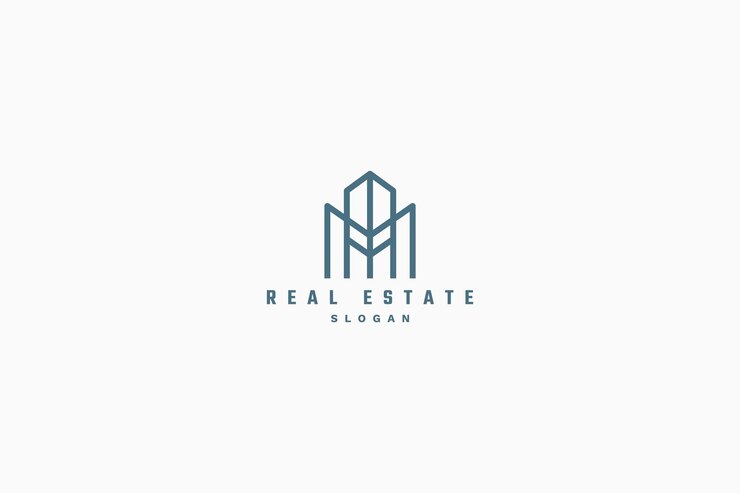 Vetor grátis logotipo de construção de imóveis em estilo de linha abstrata