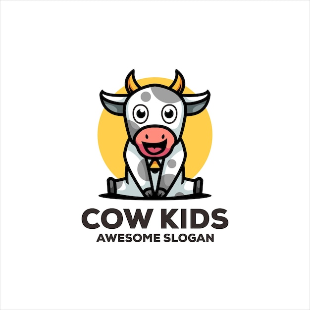 Vetor grátis logotipo de design de ilustração de vaca