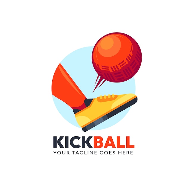 Logotipo de design de kickball de design plano