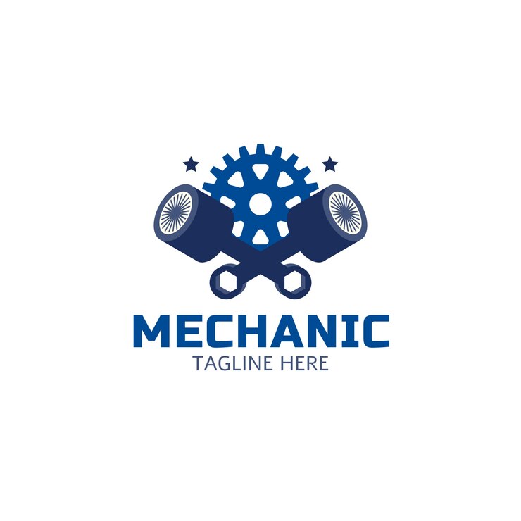 Vetor grátis logotipo de engenharia mecânica de design plano