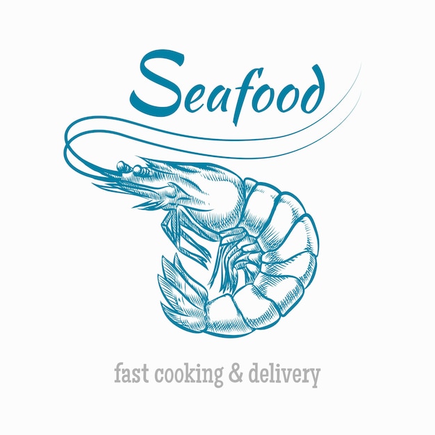 Vetor grátis logotipo de frutos do mar de camarão.