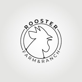 Logotipo de gado de arte em linha, vetor de galo, ilustração de design vintage gráfico